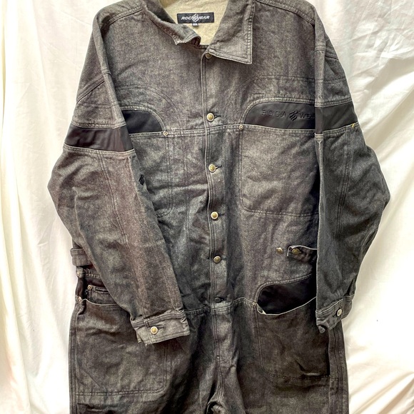Rocawear jumpsuit button down front denim coveralls men sz XXXL - Picture 2 of 7